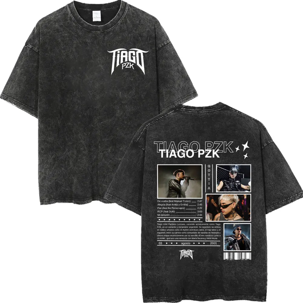 

Vintage Washed Rapper Tiago PZK Merch T-shirt High Quality Fashion Short Sleeve T-shirts Men Women Casual Loose Cotton T Shirts