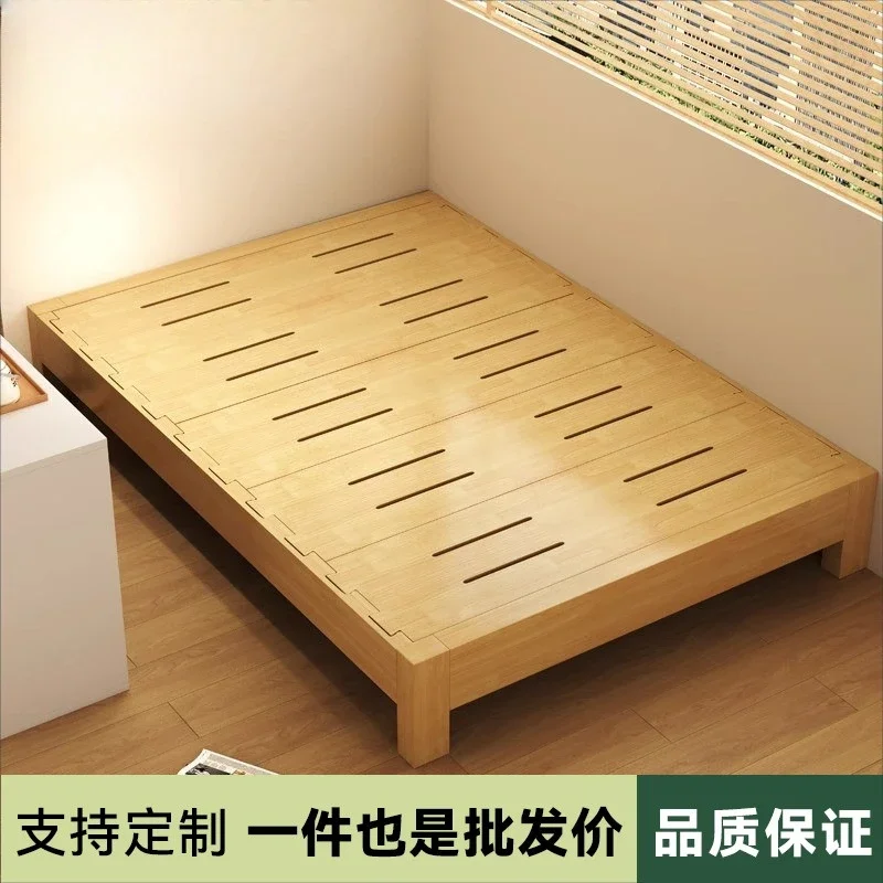 No bedside, solid wood bed, mortise and tenon structure, Japanese study new tatami bed frame, new 1m 8 double bed frame