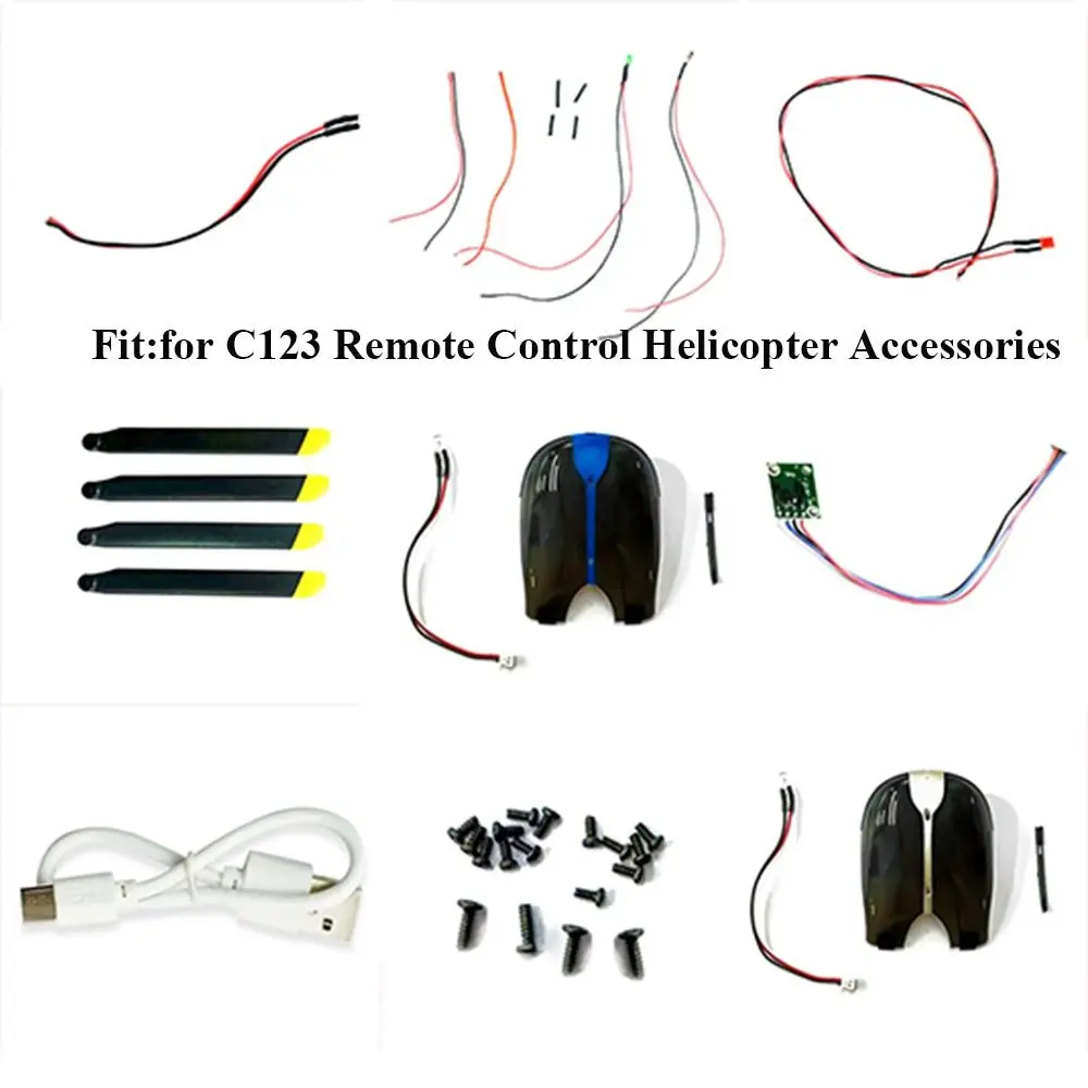 Hélicoptère télécommandé universel noir, pièces d'avion à monter soi-même, accessoires, hélice principale, moteur de train d'atterrissage, modèle de Simulation C123