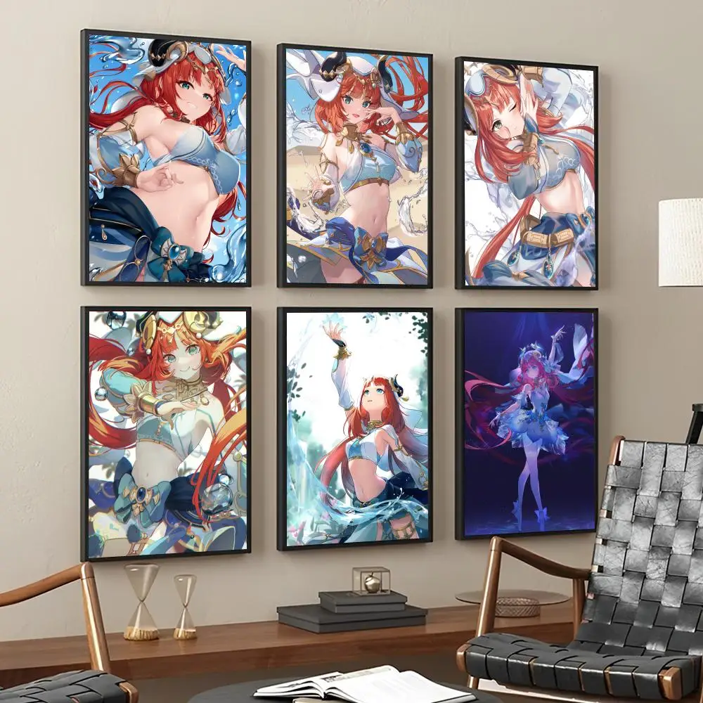 Anime Genshin Impact Accounts Nilou Poster Paper Print Home Living Room Bedroom Entrance Bar Cafe Art Painting Decoration