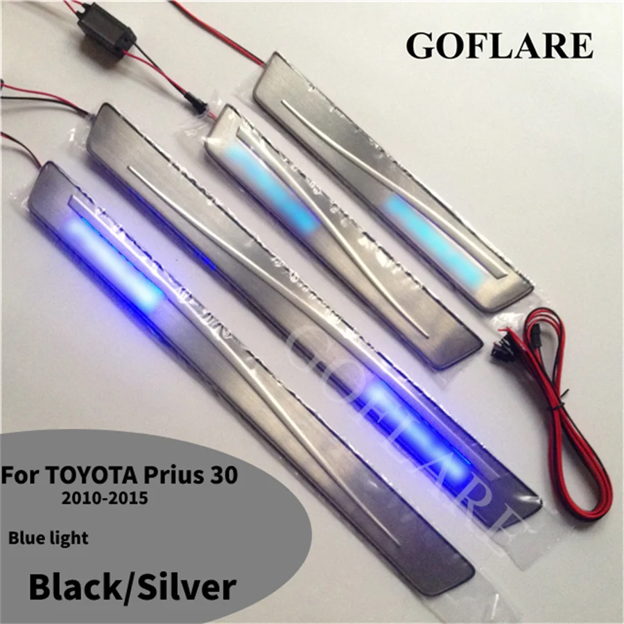 

Stainless For Toyota Prius 30 XM30 LED Door Sill Pedal Scuff Plate welcome pedal lighting threshold 2010-2015 Car Accessories