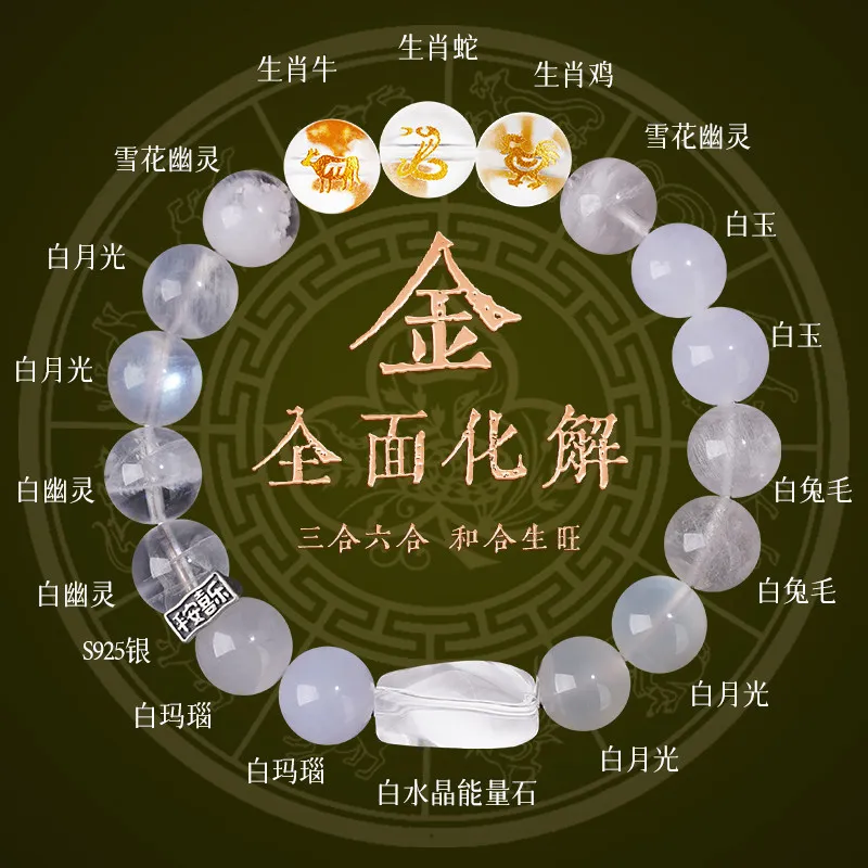 Chinese Feng Shui Five Elements Metal Beaded Bracelet 12 Zodiac Three Harmonies Lucky Amulet Men Women 2026 Birth Year Jewelry