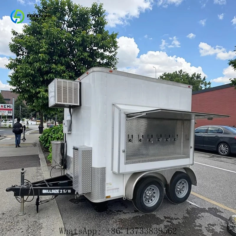 Customized Mobile Beer Trailer Deluxe 6 Faucet Fiberglass Refrigerated Outdoor Activities Food Service Quick Water Diversion