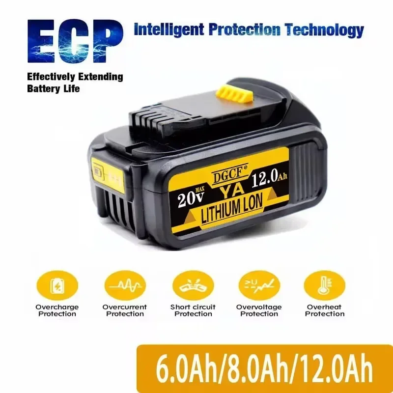 

New DCB200 6.0Ah Lithium Replacement Battery For Dewalt DCB182 DCB201 DCB205 Battery Compatible 20V 6.0Ah Battery for DeWalt