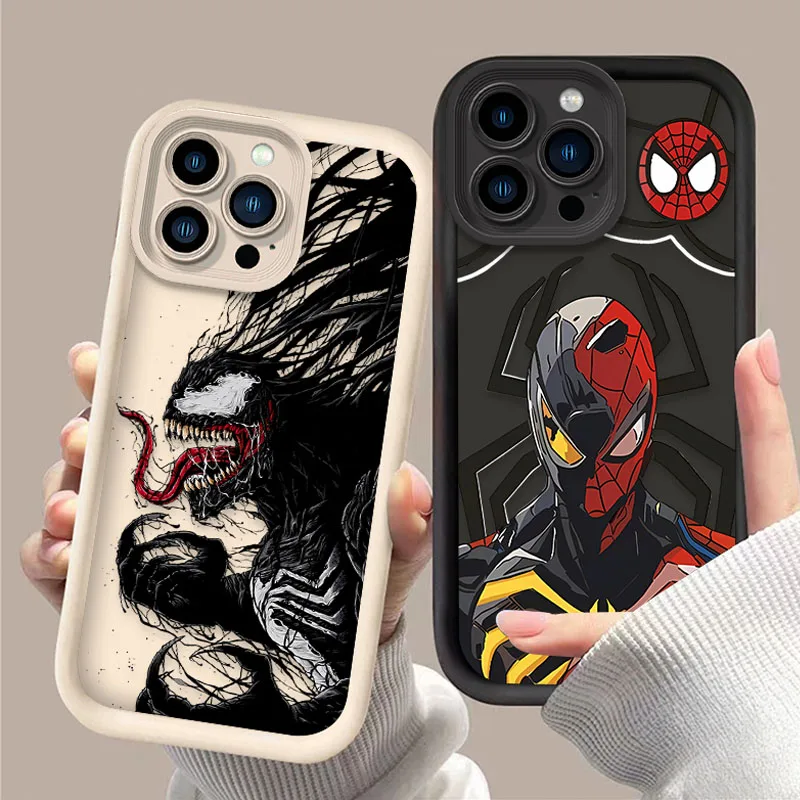 Marvel Venom Spider Man Soft Silicone Case For iPhone 16 15 14 13 12 11 Pro Max X XS X S Max XR SE 2020 7 8 Plus Protector Cover