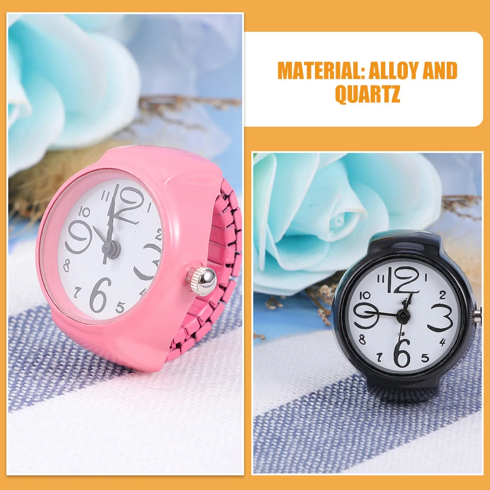 

2 Pcs Vintage Pocket Watch Ring Necklace Watches for Women Women's Finger Stainless Steel Boy Woman