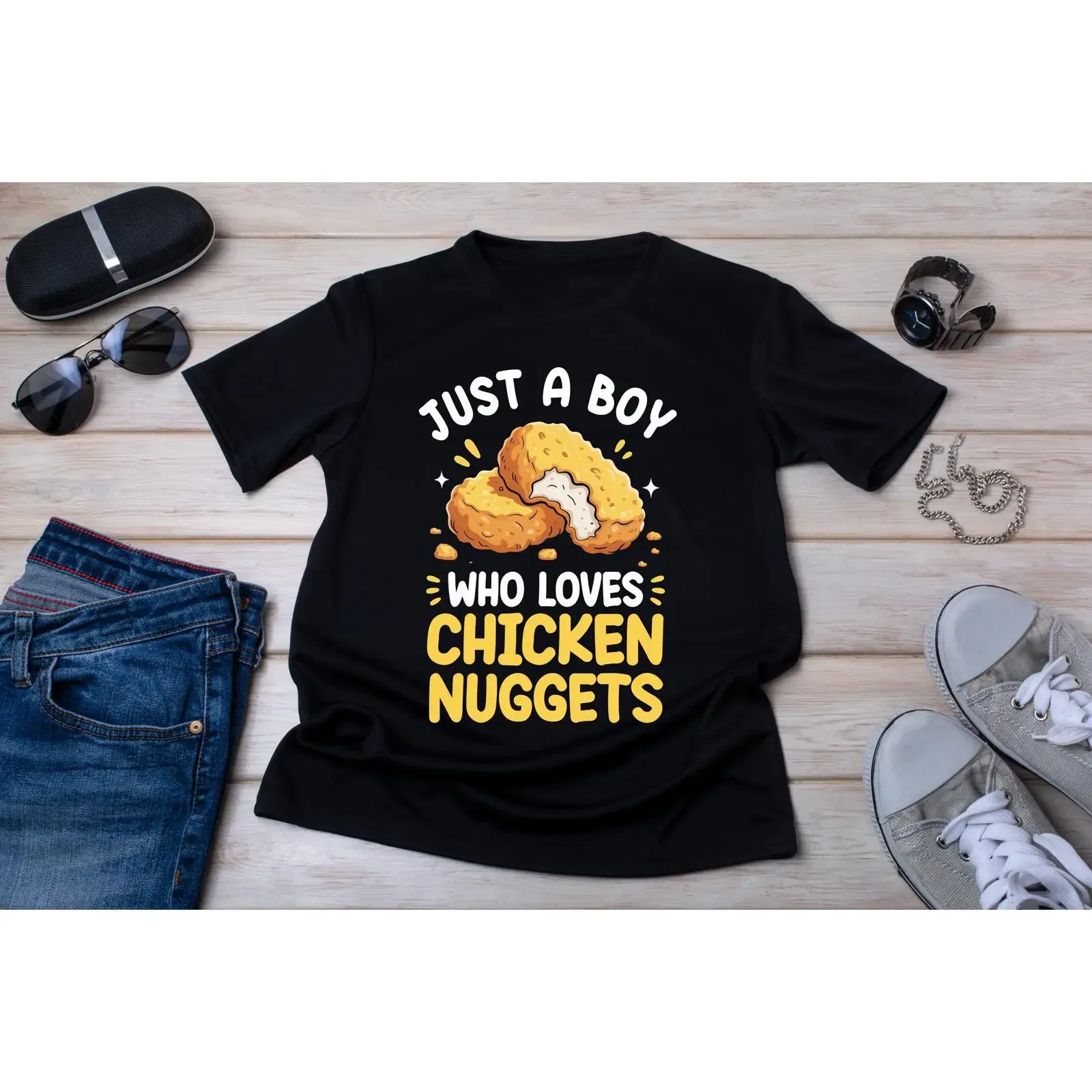 Boy amp 39 s Chicken Nugget T Shirt Food Lover  vintage Washed designer clothes Casual streetwear Top For Everyday Wear Unisex