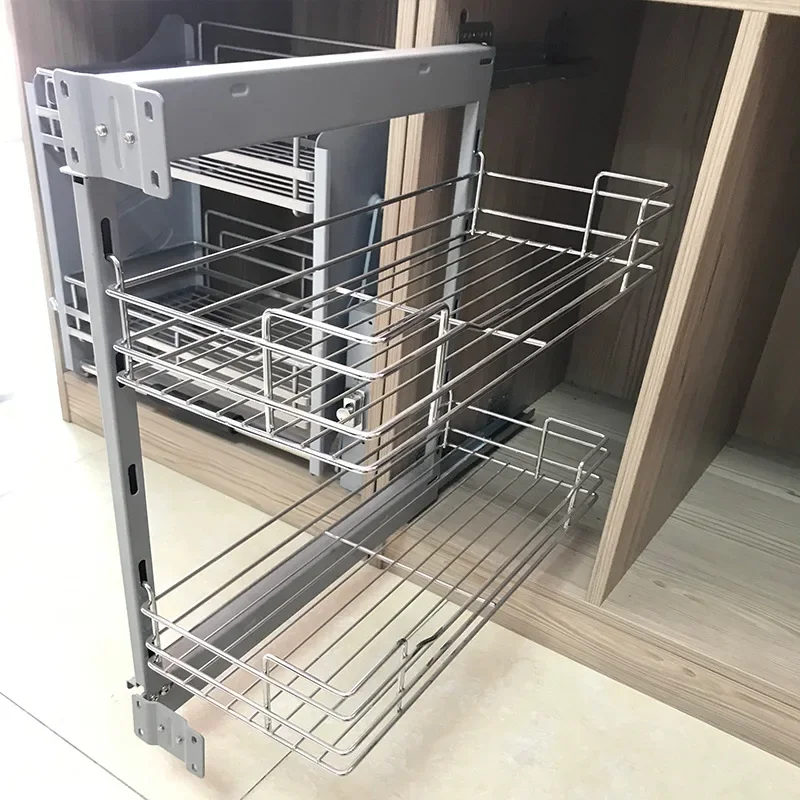 Kitchen cabinet, floor cabinet, side pull basket, Nordic style multifunctional side pull basket, crystal style narrow edge drawe