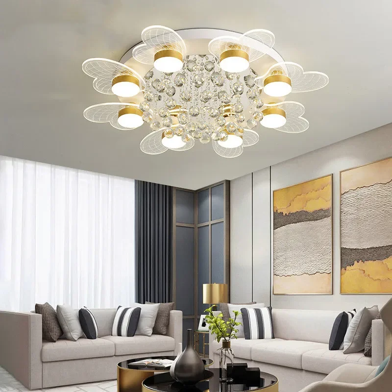 

2020 new living room lamp simple modern lamp atmosphere light luxury crystal creative led ceiling lamp in master bedroom