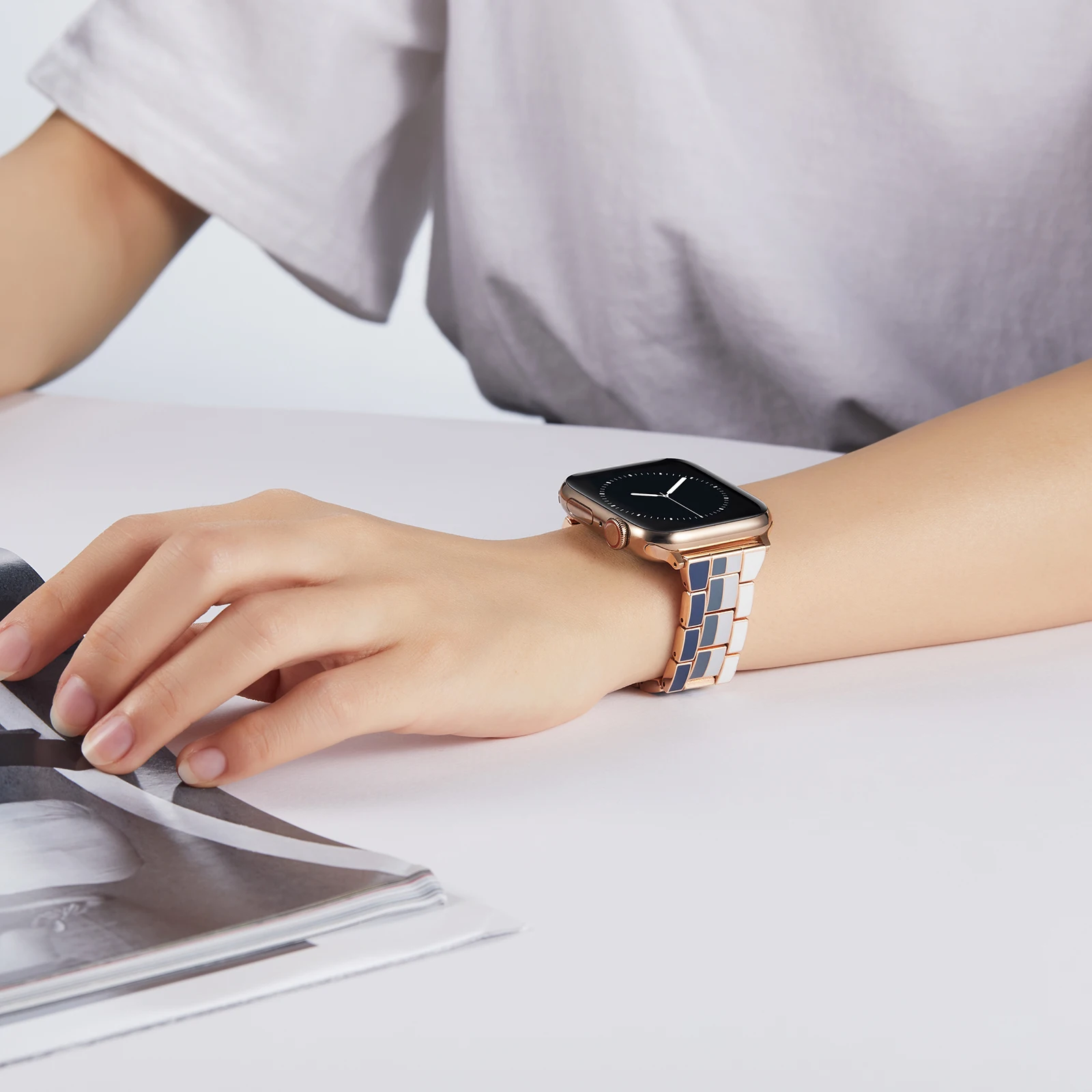 Metal strap for Apple watch band 45mm 44mm 40mm series 8 7 6 5 4 SE Rainbow colors stainless steel for iwatch 3 42mm 38mm strap