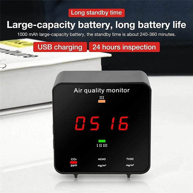 

A60F-Air Monitoring Indoor Air Quality Sensor Device Portable For Carbon Dioxide TVOC Carbon