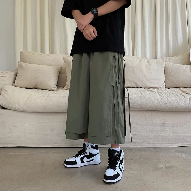 Casual Sweatpants Men Loose Calf-Length Joggers Pants Fashion Men Pants Streetwear Men Woman Trousers Ribbon Design