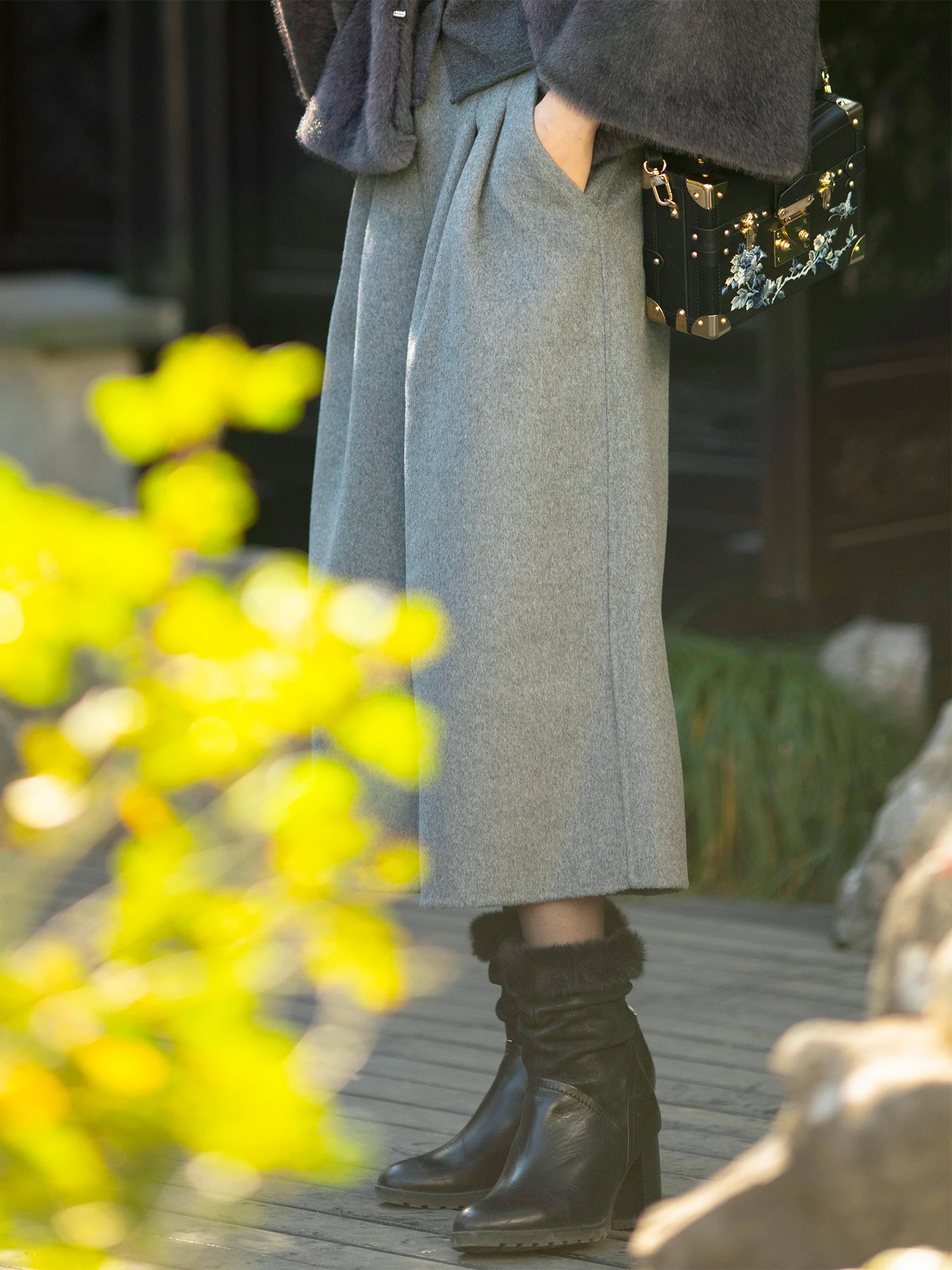 

Зимние новые двусторонние шерстяные свободные повседневные теплые брюки Kemoche с широкими штанинами длиной 7/8 для женщин