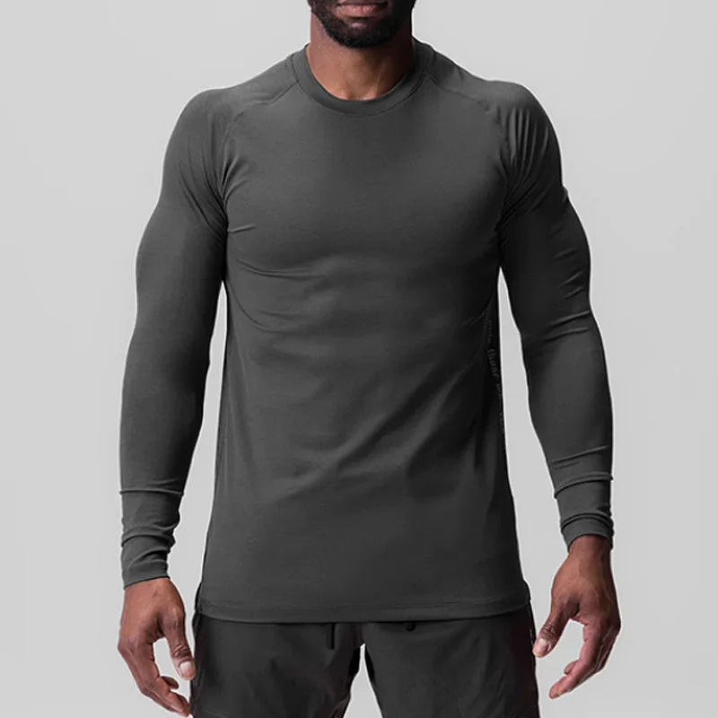 Men\'s Gym Clothing New Fitness Quick Dry Long-sleeved T-shirt Round Neck Tee Man Casual Running Training Compression Sweatshirt