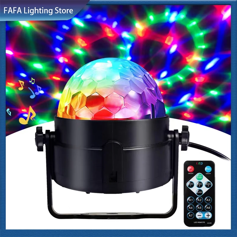 

UAB LED Stage Disco Light Effect RGB Voice Control Remote Control for Home KTV Christmas Party Rotating Laser Light Show Lamp