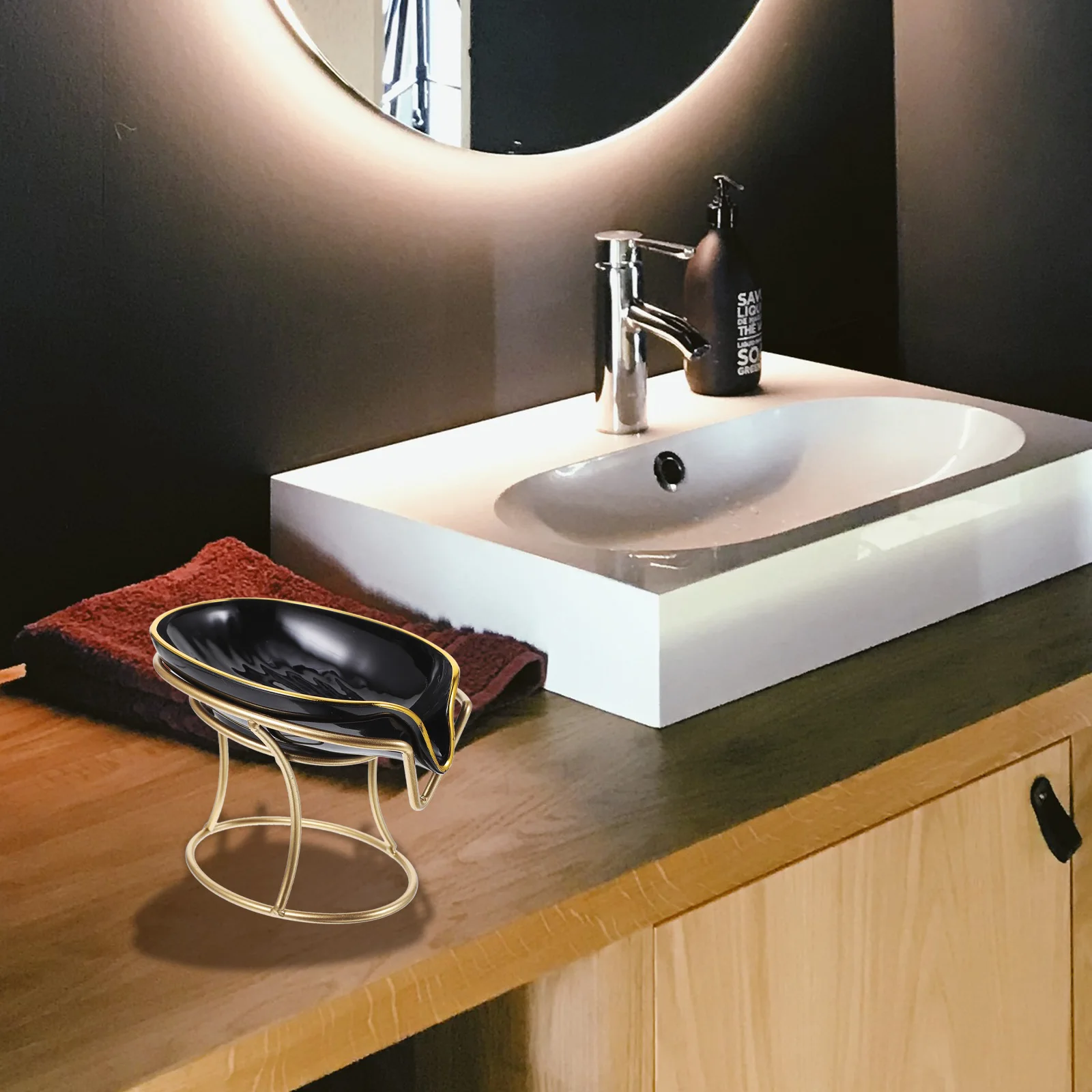 

Self Draining Soap Holder Tray Light Luxury Pearl White Detachable Easy Clean Tilted Design Non Deformation Bath Kitchen