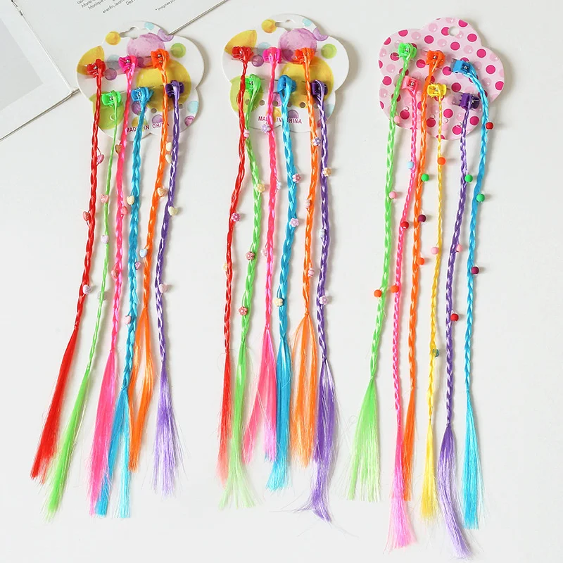 

New Colored Beads Wigs Hair Claw Headbands Hairpins Beauty Hair Bands Headwear Kids Hair Accessories Hair Ornament For Girls