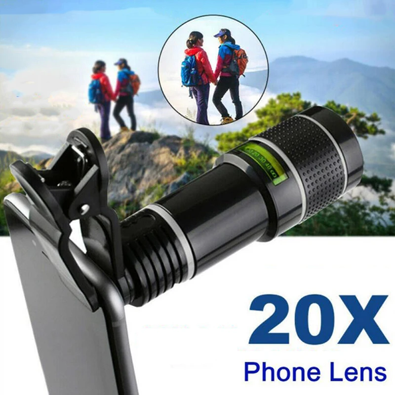Objectif de téléphone à Clip 12x, Zoom optique HD, caméra Macro, Kit pour Smartphone universel, mise au point de télescope