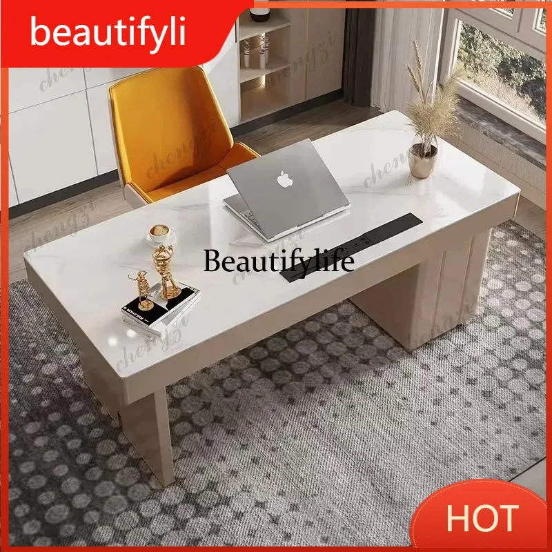 Bureau d'ordinateur rectangulaire A139 avec tiroirs, table d'écriture moderne de luxe pour ordinateur portable, table de lecture pour salon, meuble pour ordinateur portable