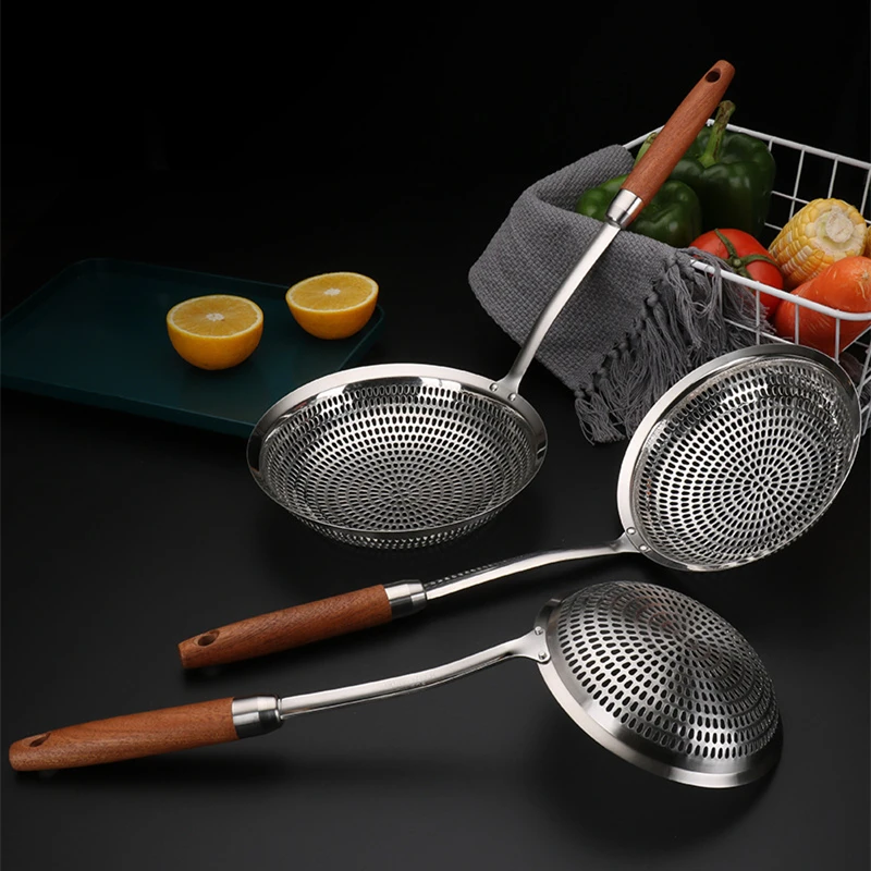 304 Stainless Steel Large Colander Skimmer Food Cooking Filter Pasta Tools Kitchen Strainer Flour Sieve Kitchenware Accessories