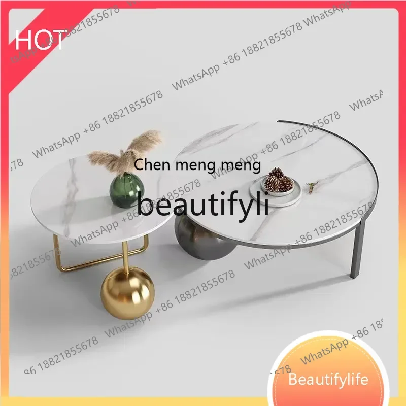 

cn ss Round Ball Stainless Steel Rock PlateLight Luxury Creative Telescopic Size Round Combination Coffee Table Round Home L ss