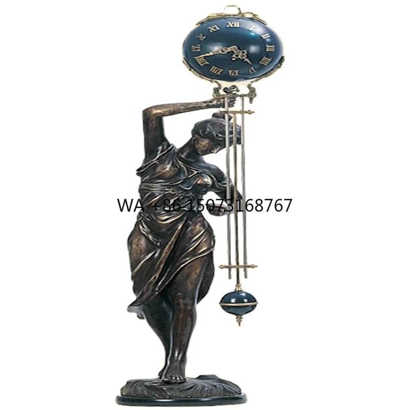 

Large Imitated 17th America Beautiful Ansonia Sport Woman Antique Brass 8 Day Movement Pendulum/Swing Shift Mechanical Clock
