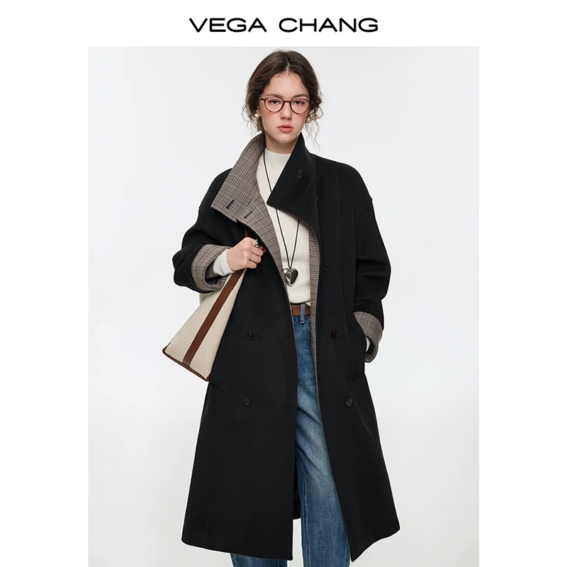 

Vega Chang New Winter Women's Woolen Outwear with Collar, Single-Breasted Long Outwear