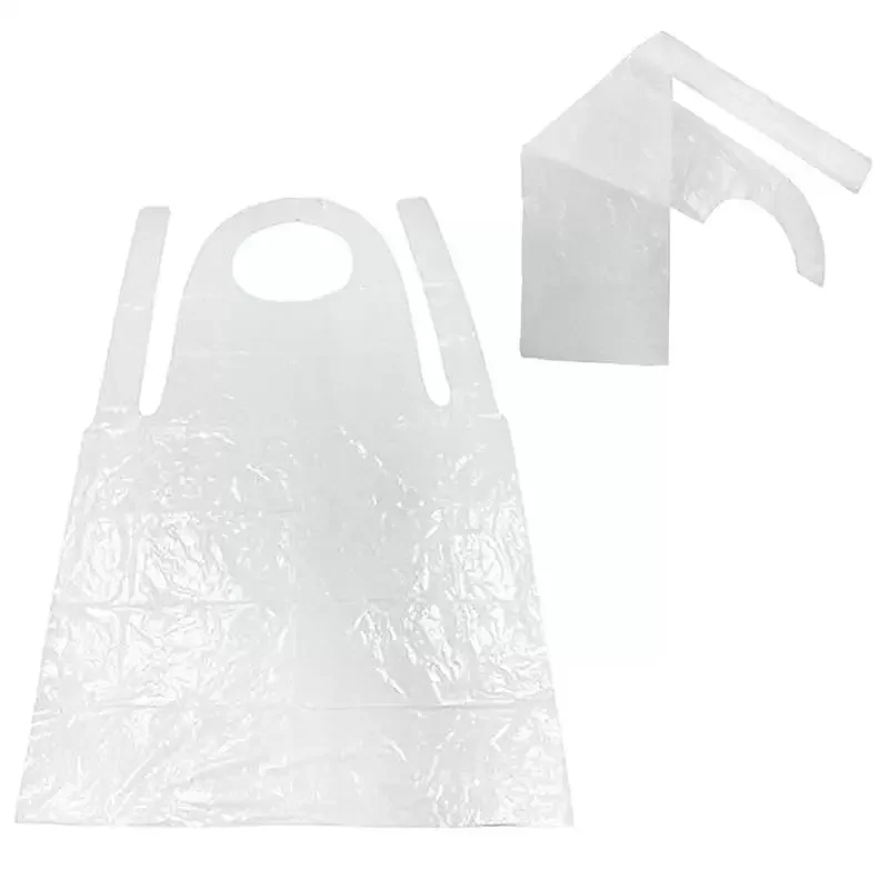 100pcs/set White Disposable Cleaning Apron Transparent Use Kitchen Easy Supplies Aprons Plastic Antifouling