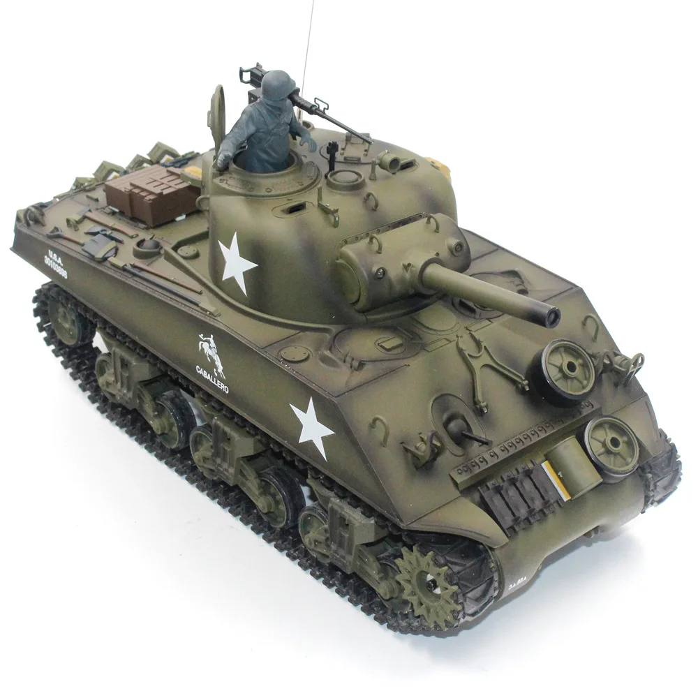 Henglong 3898-1 Metal US M4A3 Main Battle Tank RC Model US Sherman 1:16 Battle Simulation Remote Control Toys Car