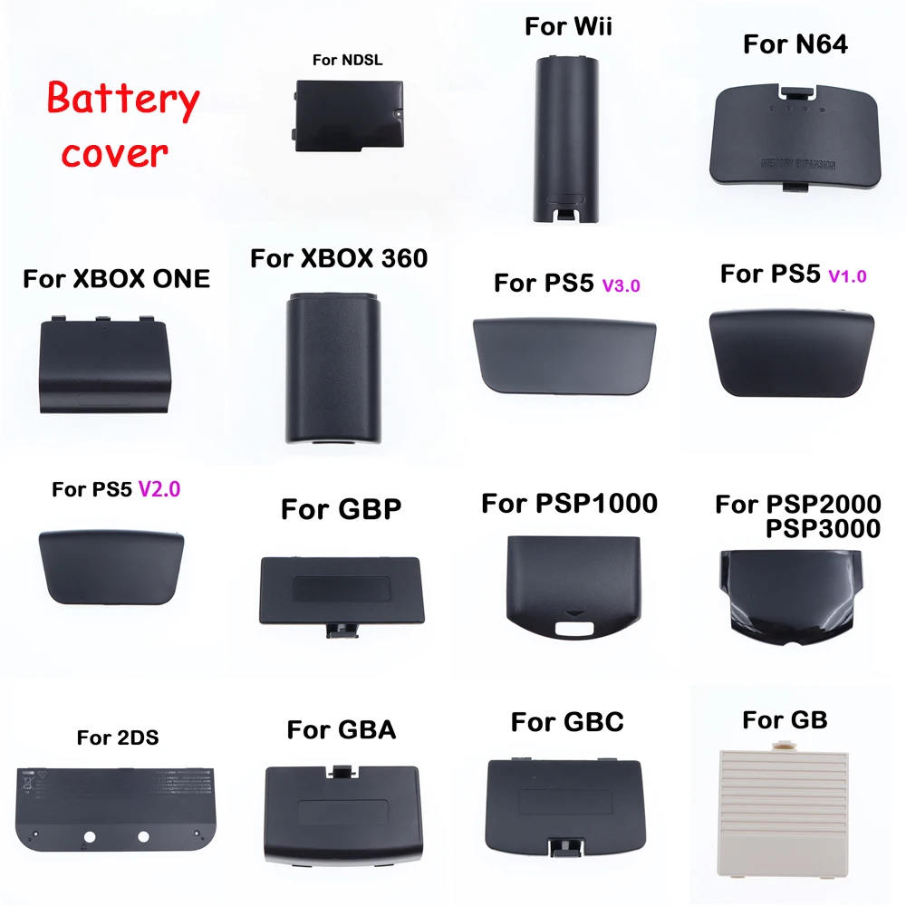 1pc Kunststoff Batterie Zurück Abdeckung Für Xbox Für WII N64 NDSL GBA GBC GBP GB 2DS Für PS5 PSP1000/2000/3000 Spiel Ersetzen Zubehör