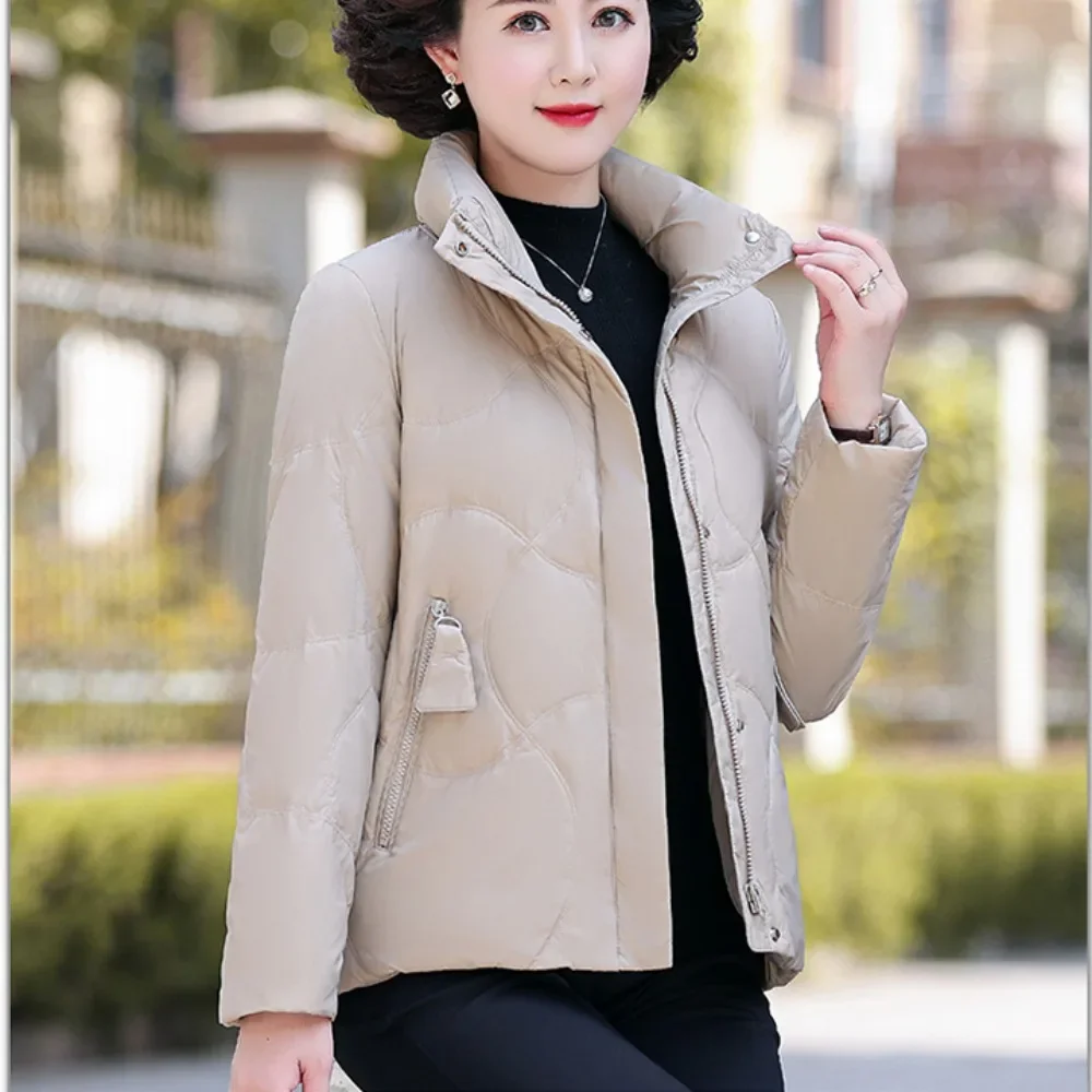 Short Thick Warm Fashion White Duck Down Coat Puffer Jacket Feather New American Fashionable Female Down Jacket Women Winter