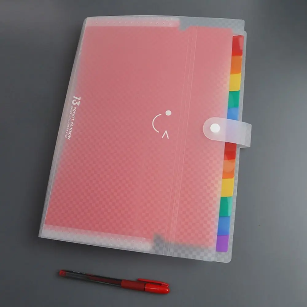 Multi-layer A4 File Folder Large Capacity 7/13 Grid Exam Paper Organizer with Snap Closure Waterproof Document Organizer