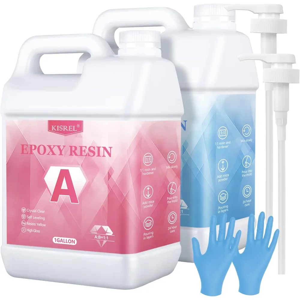 

Epoxy Resin Crystal Clear 2 Gallon Kit Non Yellowing No Bubbles for Casting Coating Art Jewelry Woodworking Countertop