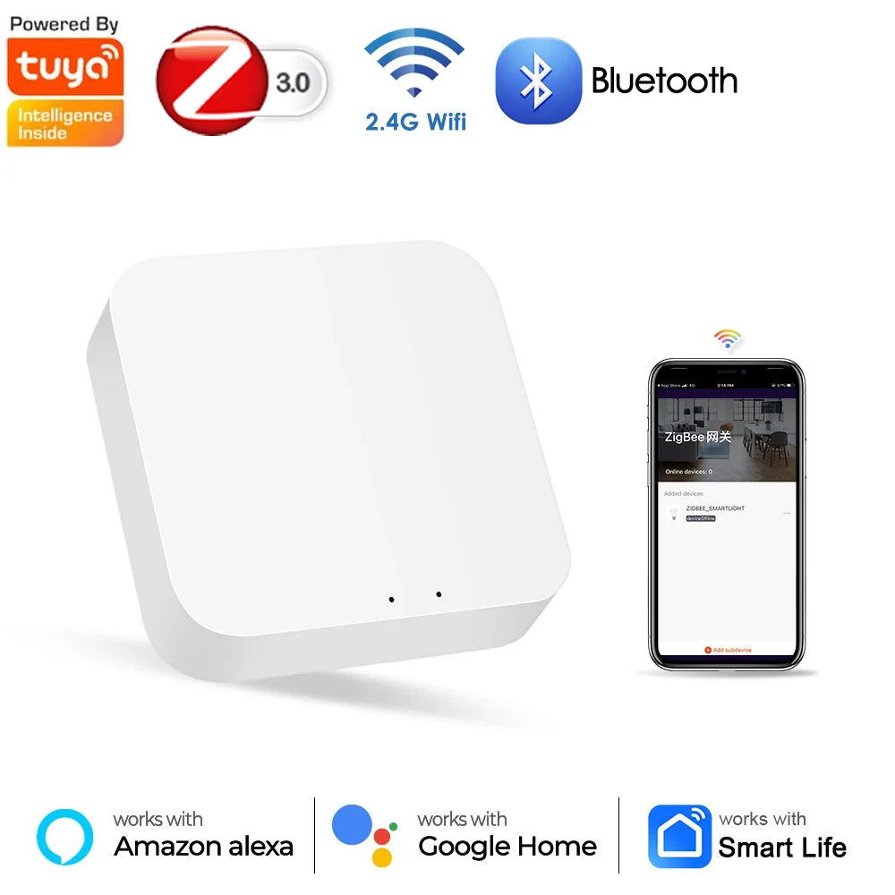 

Tuya Zigbee 3.0 Smart Gateway Hub Multi-model Smart Home Bridge WiFi Bluetooth ZigBee APP Wireless Remote Control Alexa Google