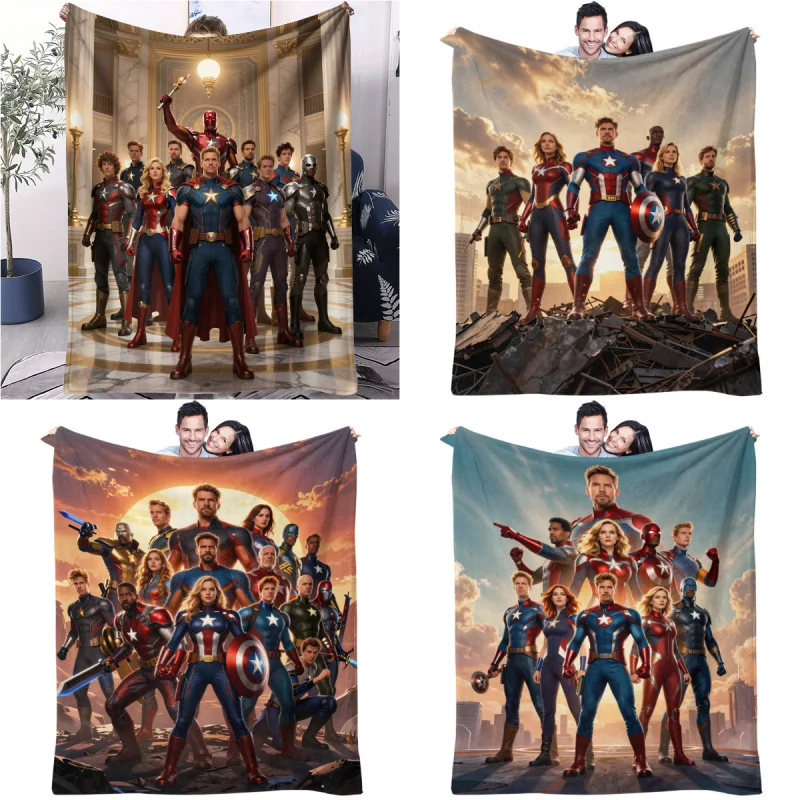 

Hero Team In Marble Hall Blanket Flannel Throw Warm Gift Blanket for Teens Bed Sofa Camping Travel All Season Use