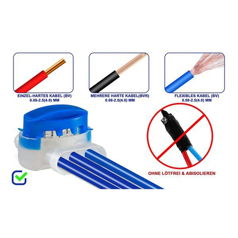 Terminal robótico do conector do cabo, 314 conectores elétricos do fio, 3 Pin, azul, 50 PCes