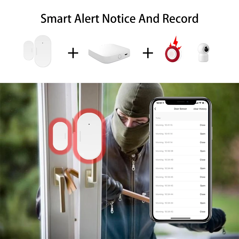 ZigBee Door And Window Sensor Gate Switch Open Closed Detectors Alarm Magnetic Alert Wireless Alexa Google Home Tuya Smart Life