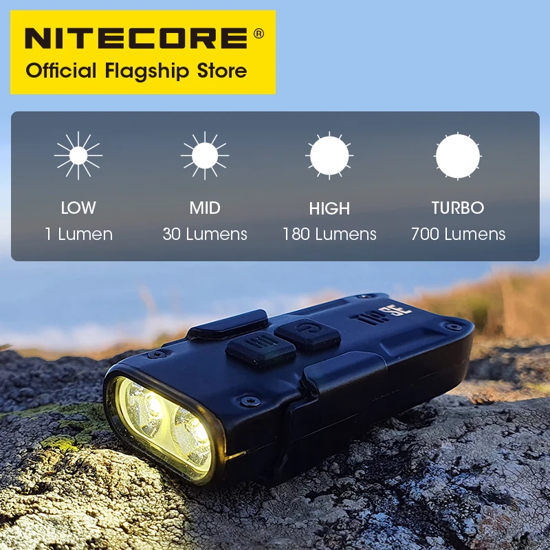 NITECORE-linterna pequeña de emergencia EDC portátil con batería de iones de litio, mini llavero con luz brillante de 700 lúmenes, TIP SE