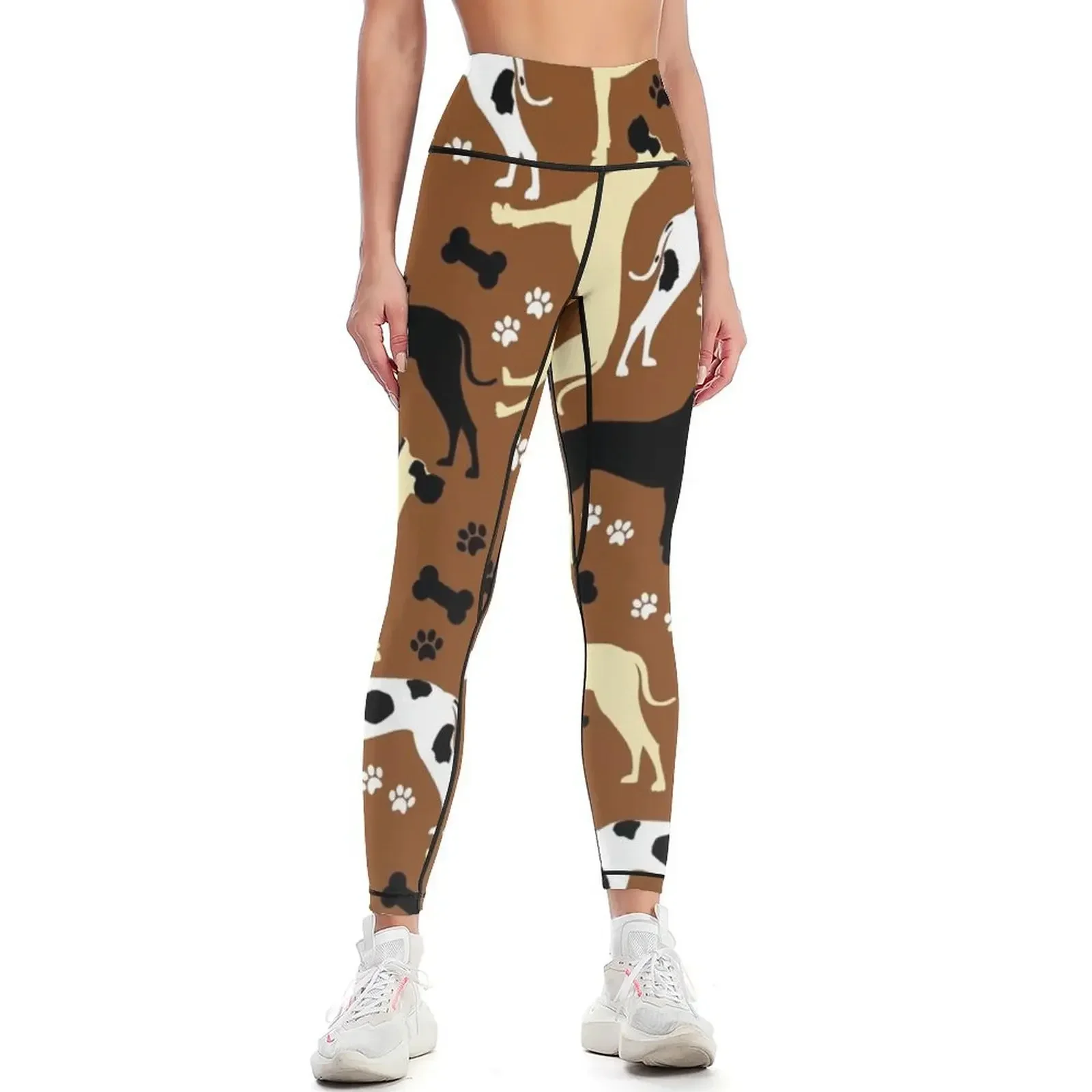 

Great Dane Harlequin Great Danes Black and Fawn Great Danes Pattern in Brown Leggings legings for fitness Womens Leggings