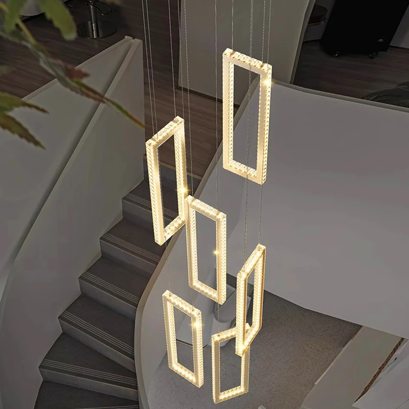 Imagem -04 - Modern Crystal Chandelier For Home Decoration Stair Pendant Lamp Living Room Pendant Lights Iluminação Interior