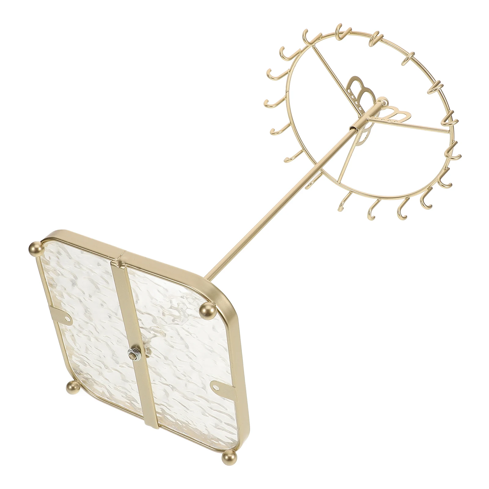 

Square Acrylic Jewelry Stand 18 Hooks Rotatable Necklace Display Rack Bracelet Holder Home Decor Metal Base Organizer Storage