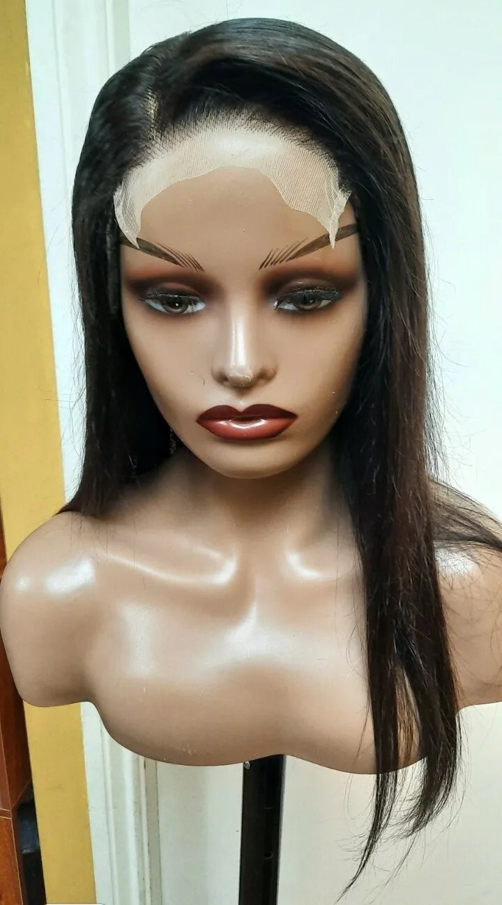 

Preplucked Peruvian 5x5 closure straight wig in 18inches.