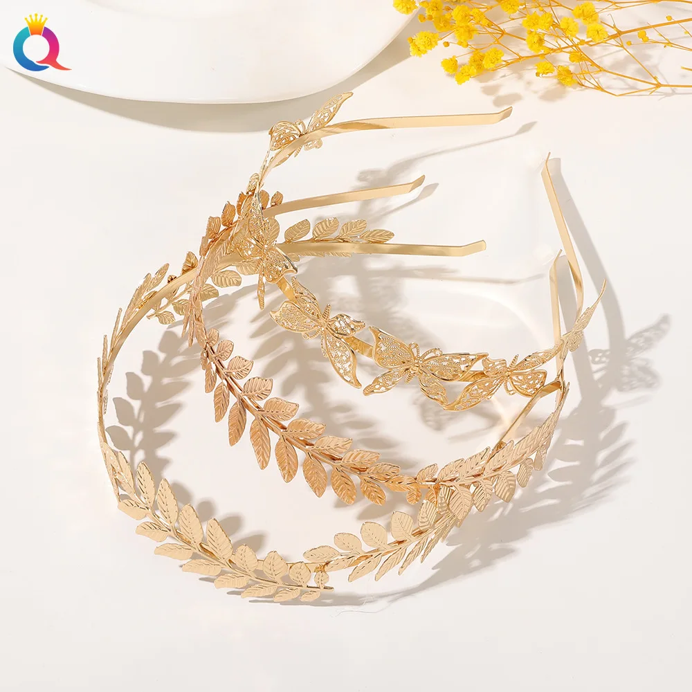 

The style is random - 2 packs - metal leaf headband, popular in Europe and America, bridal headband, golden leaf hairpin, headgear, hair accessories.