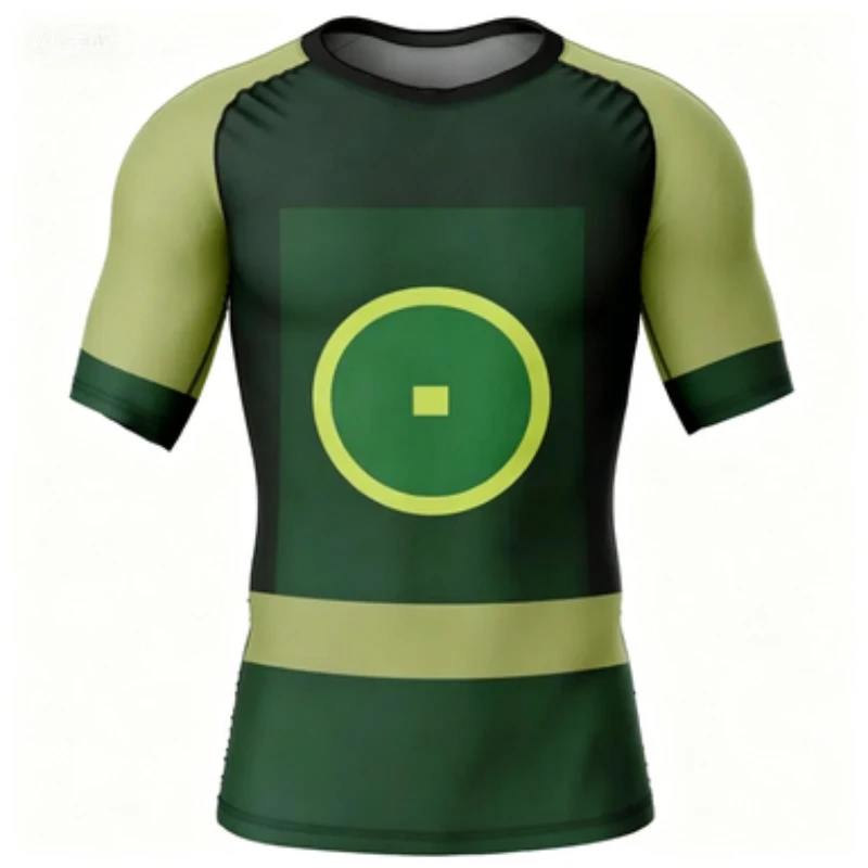 2026 War Suit Printed Quick Drying Breathable Elastic Slim Fit Anime Fitness Short Sleeved Top
