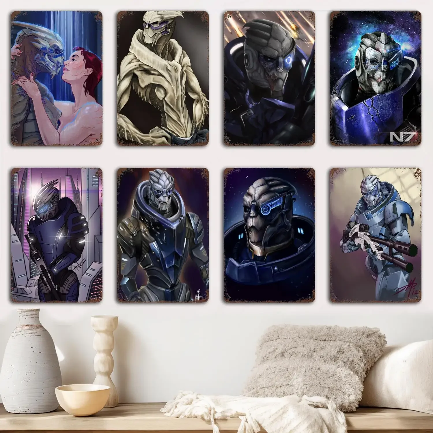 Garrus Close Up Mass Effect Metal Signs wall decor Vintage Tin Signs Captain Metal Poster Decor for Bar Pub Club Wall Decoration