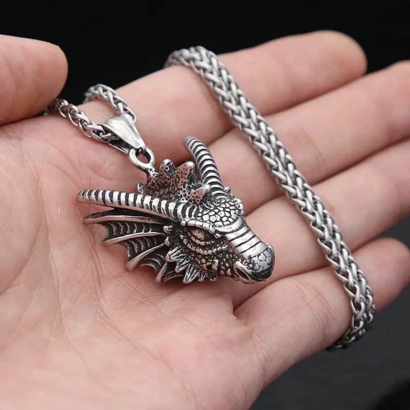 Trendy Charm Stainless Steel Dragon Head Pendant Vintage Simple Exquisite Various Animal Necklace for Men and Women Gift Jewelry image 4