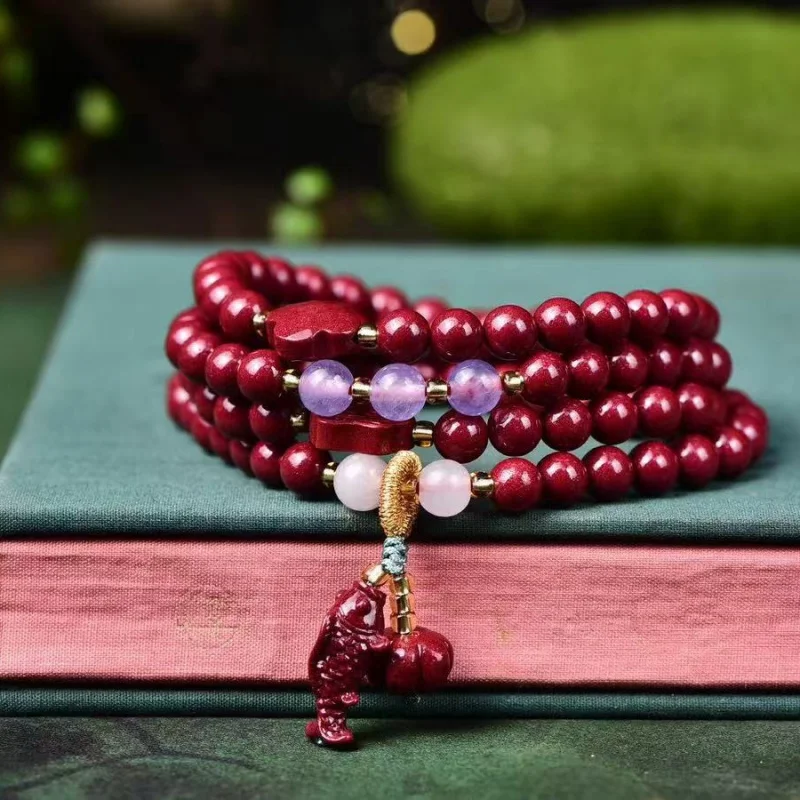 High-content natural mineral purple gold sand multi- four-circle bracelet