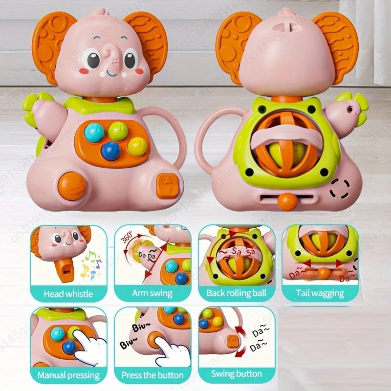 Elephant Handheld Rattle Bell - Vibrating Grabbing Toy, Design for Easy Grip, Ideal Early Development Toy for Babies