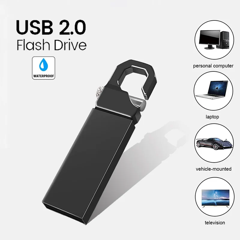 Mini clé USB 2.0 en métal, clé USB, clé USB, disque mémoire, PC, voiture, TV, 32 Go, 16 Go, 8 Go, 64 Go, 256 Go