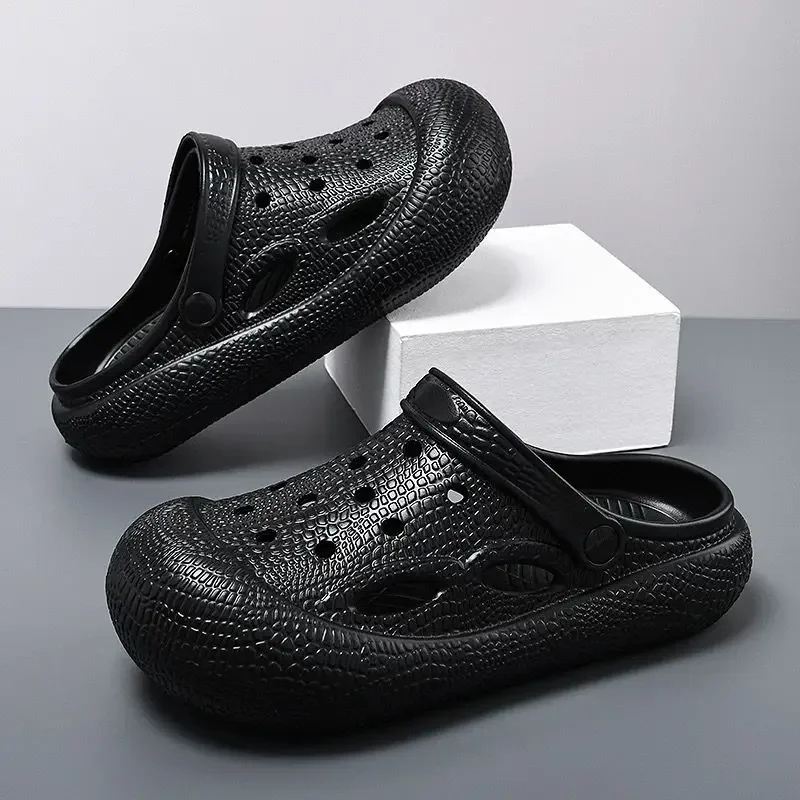 

Мужская обувь на платформе, высота с отверстиями, тренд 2024, дизайнерские шлепанцы в роскошном стиле, летняя распродажа, модные мужские тапочки высокого качества